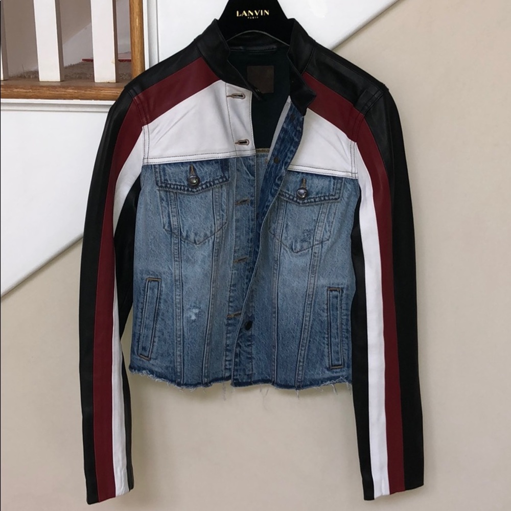 Joe’s Jeans leather and denim jean jacket XS